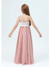 Spaghetti Straps Dusty Rose Long Junior Bridesmaid Dress